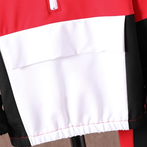 Image of Azmxynol Boys Clothes Kids Little Boy Color Block Half Zip Hoodie & Jogger Pants 2 Piece Outfit Set,4-12 Years