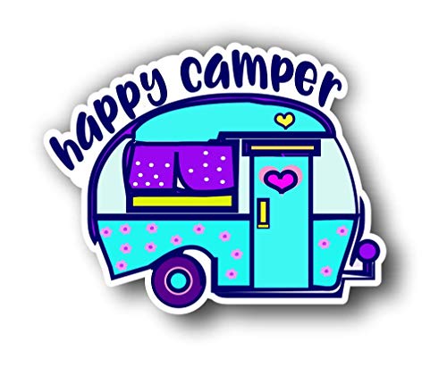 Happy Camper Sticker Vinyl Decal for Auto Cars Trucks Windshield Laptop RV Camper 4