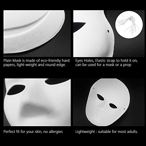 Lynkaye White Plain Masks,16 Pcs Diy Unpainted Masquerade Masks Craft Mardi Gras Dance Cosplay Party Mask Costume (16 Pcs) (Style A) #TOP5