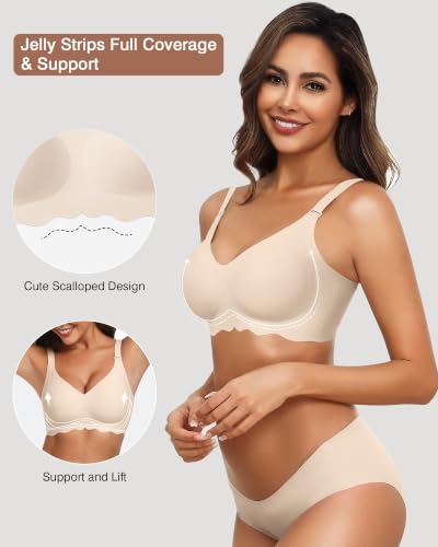 Image of Womens Wireless Jelly Bras No Underwire Support Push Up Removable Straps (U /Cross /Halter) Everyday Sports Bra