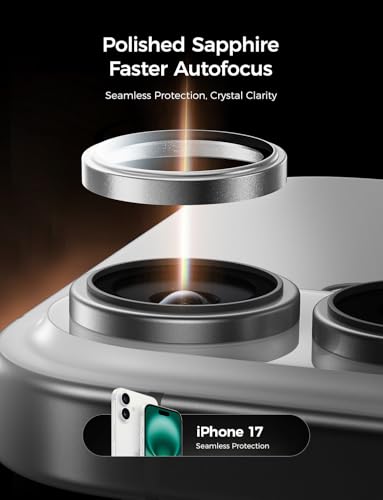 Image of MAGIC JOHN for iPhone 17 Camera Lens Protector [Alignment Kit&1:1 Invisible Fit] 9H Aerospace Tempered Glass, Ultra HD, Metal Individual Ring，Case Friendly, Set of 2,Sliver