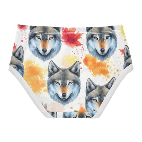 Cotton Toddler Underwear Floral Watercolor Wolf Halloween Pumpkins Girl Panties Cute Personalized Briefs Undies Kids 2t2
