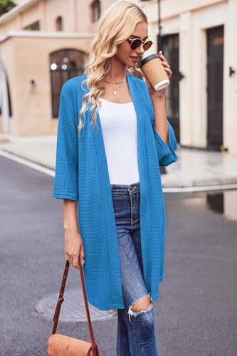 Image of Ekouaer Robes for Women Waffle Knit Bathrobe Soft Lightweight Knee Length Loungewear S-XXL