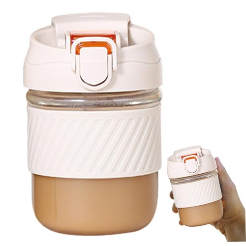 Wedhapy Botella mezcladora de proteínas de vidrio 355 ml (12 oz) sin BPA inodora pequeña con pajita a prueba de fugas multiusos con funda de silicona.