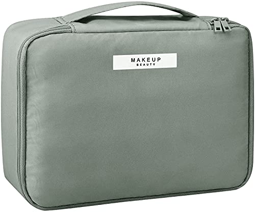 House of Quirk Polyester Makeup Bag Cosmetic Bag For Women Cosmetic Travel Makeup Bag Large Travel Toiletry Bag For Reusable Toiletry Bag – Grey,W-16.5 Cm