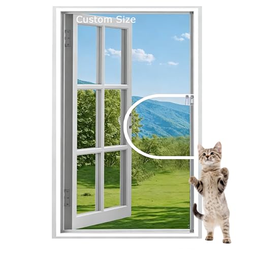Hruile Malla de seguridad para ventana de gato, mosquitera de tamaño personalizado, mosquitos, insectos, mosquitos, mosquitos, protección para interiores, malla autoadhesiva a prueba de mascotas