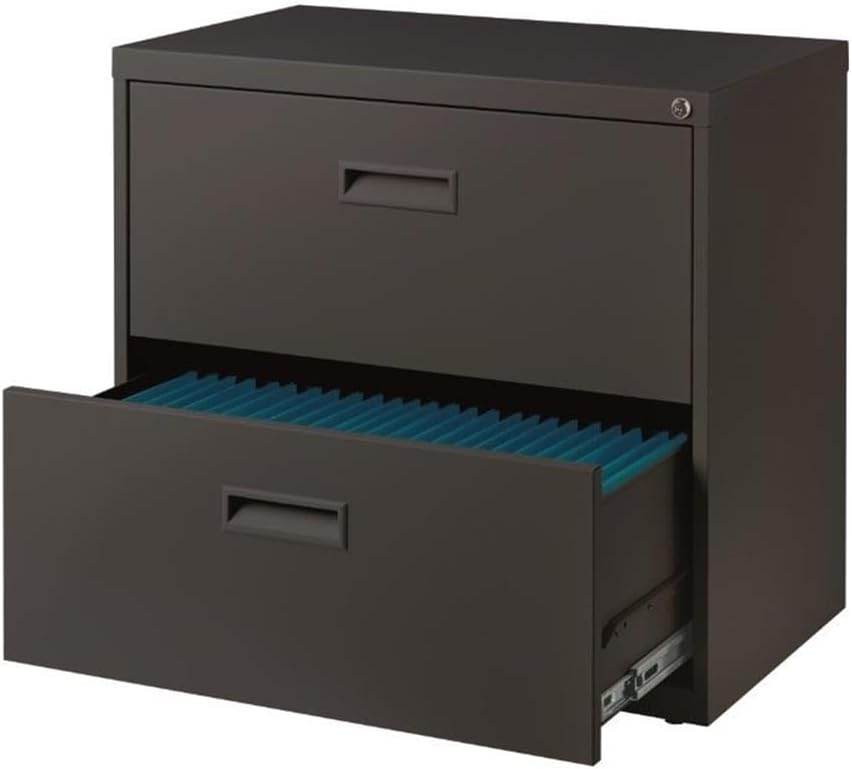Space Solutions Hirsh 30" Wide 2 Drawer Lateral File Cabinet in Charcoal, Fully Assembled