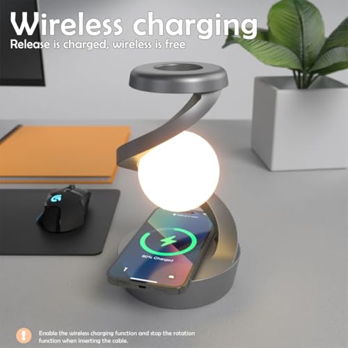 Lampe de nuit LED rotative 360° lévitation rechargeable salon gris