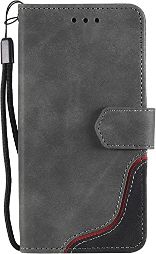 Étui pour iPhone 13 étui portefeuille à rabat en cuir antichoc couleur gris taille 6,1 pouces
