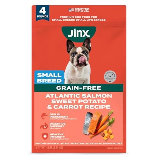 Jinx Premium Dry Dog Food Small Breed - Real Salmon & Sweet Potato Kibble with Superfoods for Immune Support & Probiotics for Digestive Support - No Fillers – 4lb