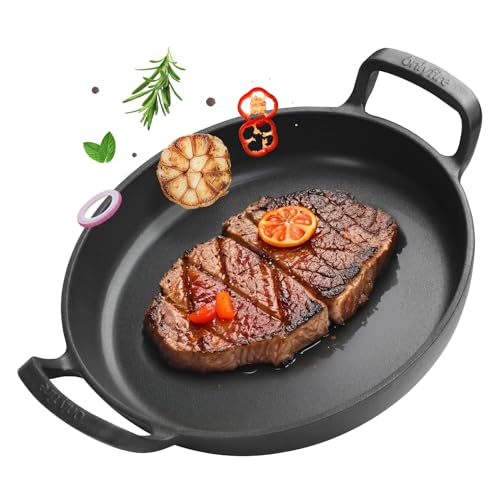 onlyfire-Pre-Seasoned-Cast-Iron-Skillet-Round-Frying-Pan-with-Nonstick-Grill-Surface-and-Dual-Handles-10-Inch-Cast-Iron-Pan-Compatible-With-All-Stovetops-Oven-Safe-Rust-Resistant onlyfire Pre-Seasoned Cast Iron Skillet, Round Frying Pan with Nonstick Grill Surface and Dual Handles, 10 Inch Cast Iron Pan - Compatible With All Stovetops - Oven Safe & Rust Resistant - Image 1