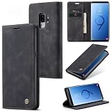 [Protezione completa] Custodia protezione completa in pelle materiale premium cover per Samsung Galaxy S9 Plus. La custodia flip case è realizzata in pelle PU di prima qualità e in morbido TPU, silicone flessibile antiurto e resistente. La custodia cover a libro in pelle offre una protezione a 360 gradi. A portafoglio è perfetta sia per eventi formali che per avventure, uomini e donne.