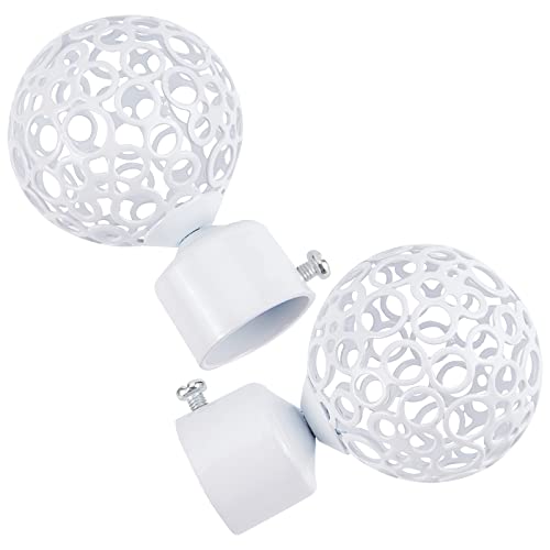 GORGECRAFT 2PCS Embouts de Tringle à Rideau Ronds 28mm Draperie Pole End White Ball Cage Remplacement Décoratif End Head Caps pour Home Office Rideau Roman...