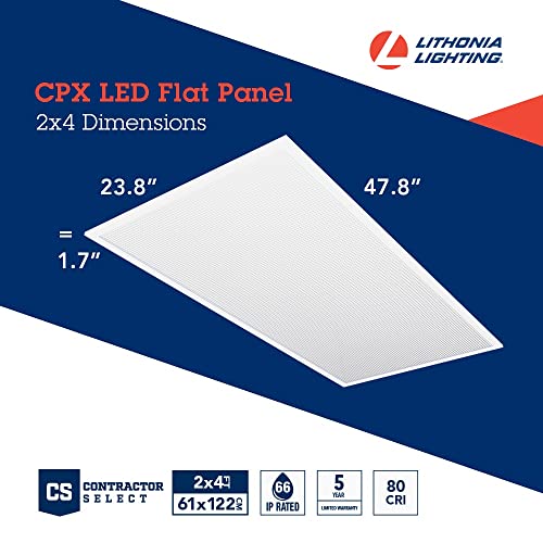 Image of Lithonia Lighting CPX 2x4 LED Flat Panel Light, 2 ft. x 4 ft. LED Light Panel, Ceiling Lighting Fixture for Shop Lighting, 4000 Lumens, 4000K Cool White, A12 Prismatic Lens, White