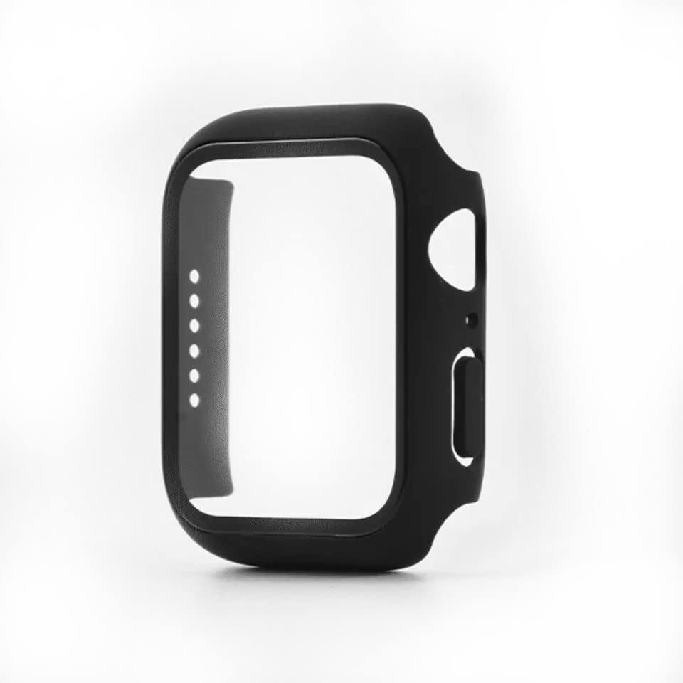 PROLET Series 7 (45mm) Watch Case, Hard Bumper Case All-Around Edge Protective Cover Frame Built-in 9H Hardness Tempered Glass Screen Protector (Black)