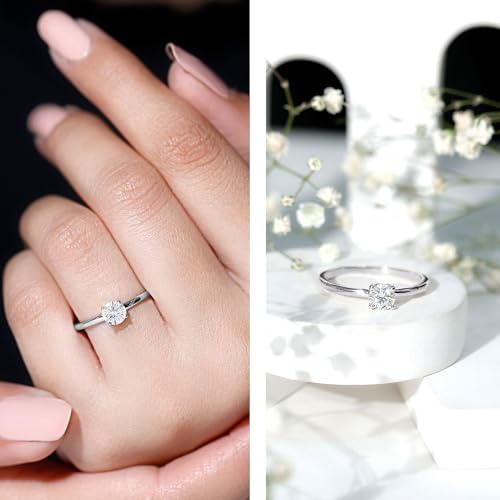 Certified Moissanite Promise Ring in Silver, D-Vs1 Quality, 5mm Moissanite Solitaire Ring - Ideal For Gift2