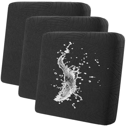 YISUN Waterproof Couch Cushion Slipcovers 3PCS, Stretch Leaves Jacquard Individual Seat Cushion Covers, Washable Replacement Sofa Cushion Protector Slipcover by YISUN - Used condition - CA$30.79