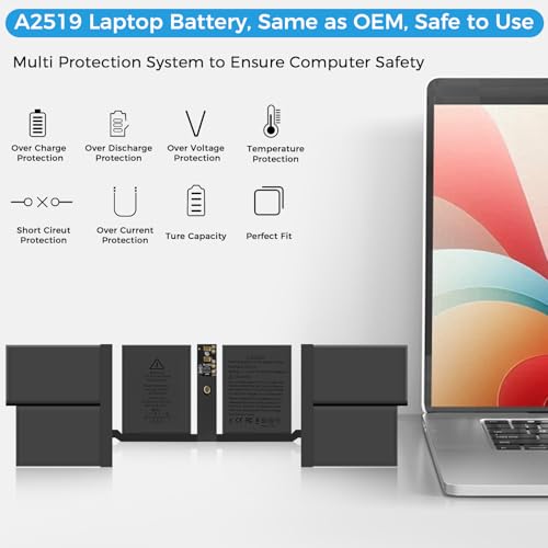 Image of A2519 Battery,A2442 Battery Replacement for MacBook Pro A2442(2021) 14-inch A2519 Battery(Upgraded High Performance 69.6Wh 11.47V 6068mAh)