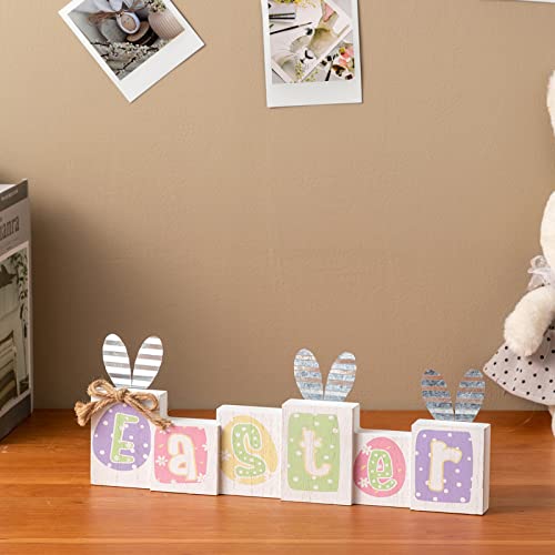 Hogardeck Easter Decorations For The Home, Hogardeck Easter Bunny Table Decor Rustic Wood Sign cover