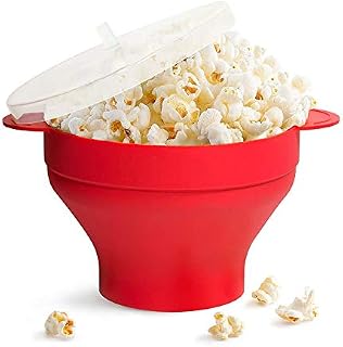 Gearmax® Microwave Popcorn Maker, Silicone Microwave Hot Air Popcorn Bowl Popcorn Poppers, Popcorn Maker Popcorn Collapsible Bowl with Lid and Handle