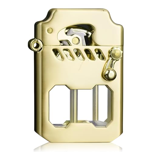 Mechero vintage de queroseno, retro y duradero, metal, transparencia en depósito, resistente al viento, recargable