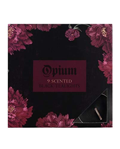 Horror-Shop 9 Stück Opium Parfümierte Schwarze Teelichter