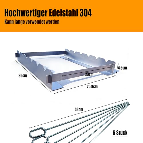 Professional Grillspieße Edelstahl-Set, Schaschlikspieße edelstahl und Spieße Rack,Grill geschenke für Männer