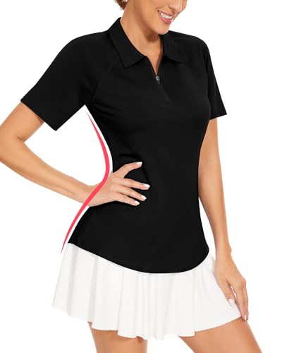 Soneven Golf Poloshirt Damen Kurzarm Sport Tshirts für Damen Sommer Funktionsshirt Atmungsaktiv Wandershirt für Fitness Tennis Reiten Schwarz S., 4.23 €