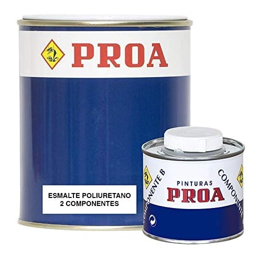 PROA ESMALTE POLIURETANO DOS COMPONENTES BRILLANTE. Amarillo RAL 1023. 750ML+100ML. Excelente adherencia para pintar sobre hierro, azulejo, fibra, cristal.