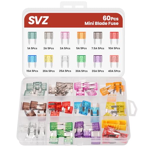 60Pcs Mini Car Fuse Kit, Automotive Fuses Assortment kit(1A/2A/3A/5A/7.5A/10A/15A/20A/25A/30A/35A/40A), Blade Fuse for Car/RV/Truck/Boat/Marine