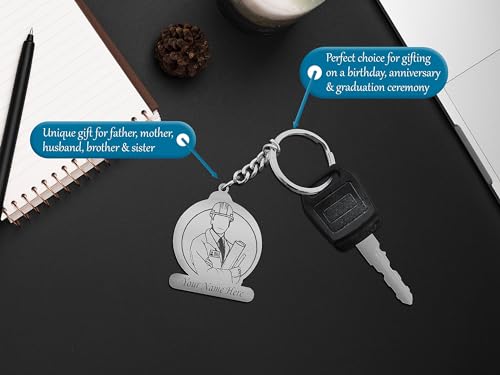 Image of SAVRI Personalized Keychain with Customized Name Engraving | Stainless Steel Round Professional Keychain