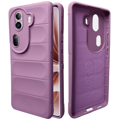 Image of A rtistque Liquid Silicone Stripes Back Cover Case for Oppo Reno 11 Pro 5G | with Camera Protection | with Inner Fabric | Anti Slip Grip | AirBag Case - Purple