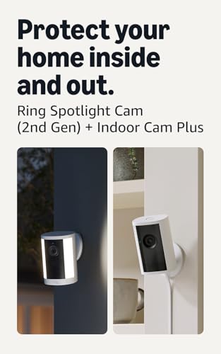 Image of Ring Spotlight Cam, Battery (newest model), White with Indoor Cam Plus, White