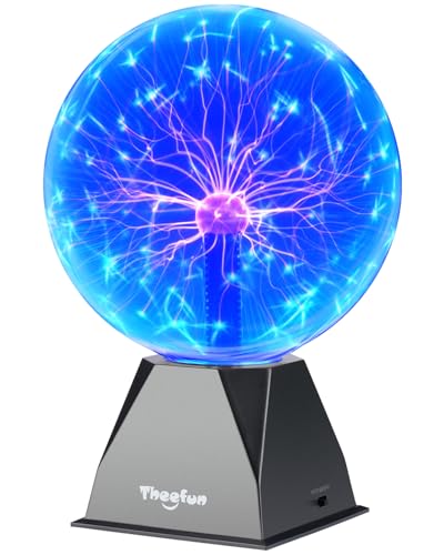 Theefun Blue Plasma Ball: 8 Inch Huge Plasma Globe Birthday Gifts Touch & Sound Sensitive Plasma...