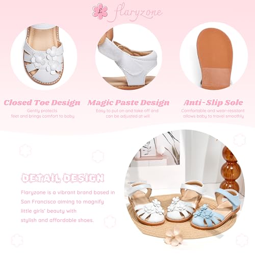 Image of Flaryzone Girls Sandals Closed Toe Summer Flats Dress Sandals Shoes Toddler /Little Kid