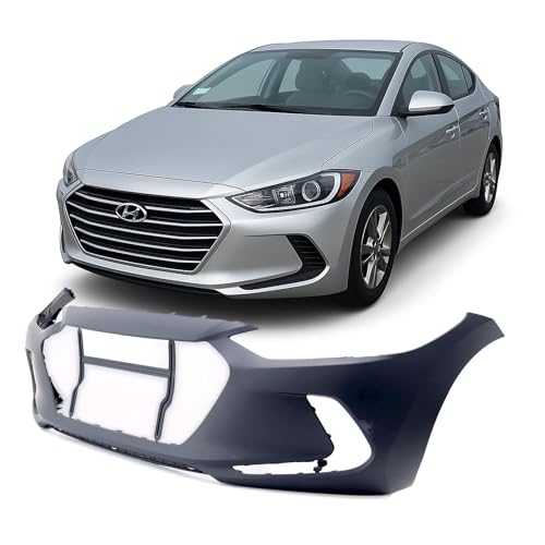 Image of FitParts Compatible with Hyundai Elantra 2017-2018 Front Bumper Cover | Primed, Without Parking Sensor Holes, Sedan, Ready to Paint, OEM 86510F3000, HY1000215