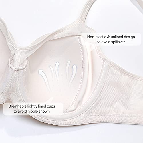 Image of DELIMIRA Women's Full Coverage Bras Underwire Lightly Padded Plus Size Supportive Tshirt Sheer Bra