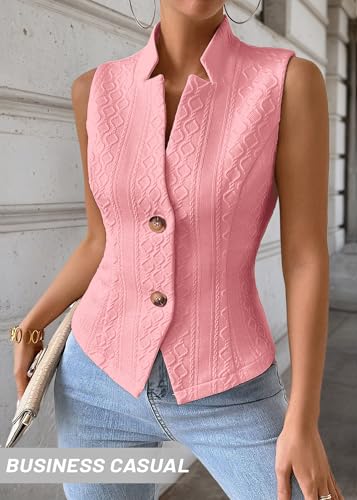 Image of Mina Self Women's 2026 Summer Lightweight Knit Vest Top - Breathable Stretchy Floral Trendy Casual Work Office Slim Waistcoat