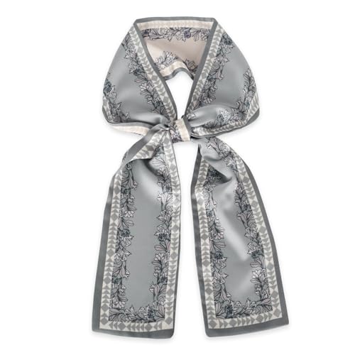 EXTREE Satin Scarf Mulberry Silk Printed Head Wrap Hair Band 7"" x 59"" A088