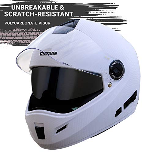 Image of Steelbird Rox Cyborg ISI Certified Full Face Helmet for Men and Women with Inner Smoke Sun Shield and Outer Clear Visor