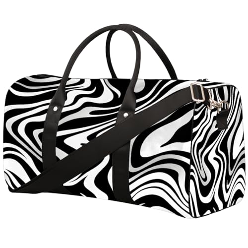 Animal Zebra White Black Weekender Bag Travel Duffle Bag for Women Men Overnight Shoulder Bags Waterproof Foldable Sports Gym Tote Bags Carry On Luggage for Travel Sports Dance Yoga Hospital