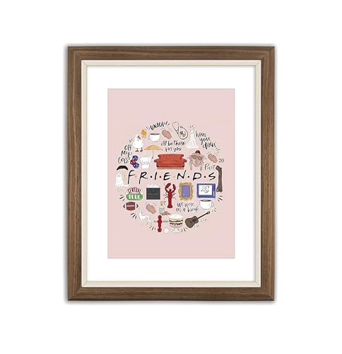 Magicaleast Friends Framed Wall Art Decoration, 8x10 Motivational Quote Frame for Wall Hanging or Tabletop Display, TV Show Merchandise for Fans (Style - F, Walnut)