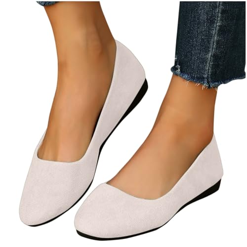 Image of Ladies Moccasins with Soft-Soled Solid Color Versatile Shallow Mouth Breathable for Casual Wear