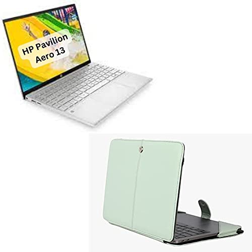 ENTHOPIA 13 to 14 Inches Folio Laptop Case Cover Vegan Leather Compatible for MacBook, Lenovo, Hp, Dell &Other Notebooks - Mint