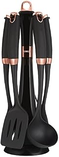 Tower Kitchen Utensil Set, Rose Gold Range, Kitchen Gadget Set, Stainless Steel, Black, 5 Pieces