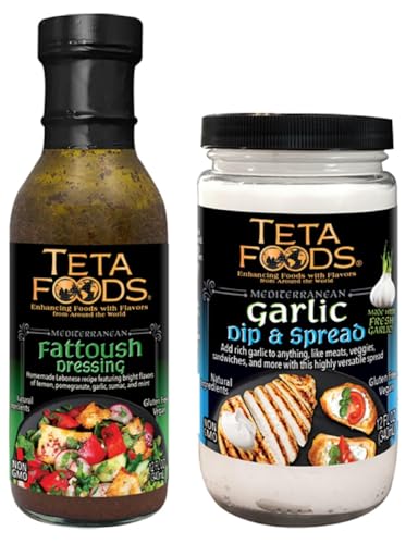 Teta Foods Assorted Selection of Middle Eastern Salad Dressings, Marinades, and condiments. (Fattoush Garlic)