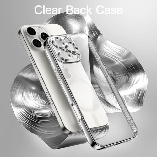 VONZEE Electroplated Transparent Clear Transparent Cover for iPhone 16 Pro, TPU Cover, Full Body & Individual Camera Protection for Each Lens Bumper Cases for Men & Women (Grey) 3