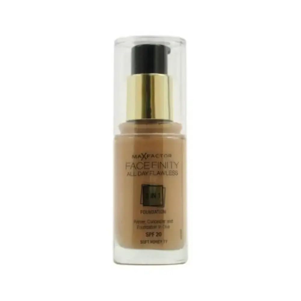 Max Factor Face-Finity All Day Flawless 3 In 1 SPF 20 Foundation Makeup for Women, No. 77 Soft Honey, 30ml