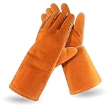 Gizmolet Schweißerhandschuhe aus Rindsleder, Hitzebeständige & Robuste Lederhandschuhe, Schutz für Schweißen, Industrie & Metallarbeiten
