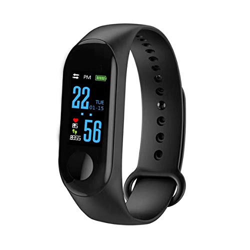 73JohnPol M3 Bracelet intelligent avec écran couleur IP68 étanche moniteur de fréquence cardiaque remplaçable pour Android iOS et (couleur : noir), 73JohnPol-5